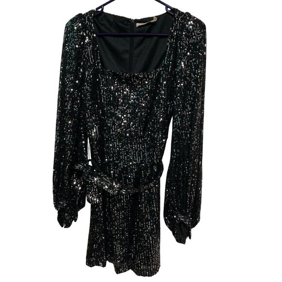 Millibon U.S.A. Women’s Black Sequin Long Sleeve with Slip Mini Dress Size M - Picture 1 of 9